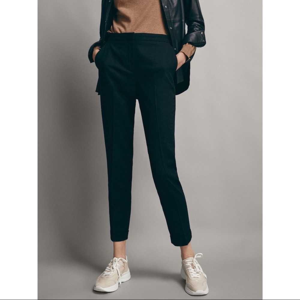 MASSIMO DUTTI WOOL SLIM FIT FLANNEL TROUSERS PANTS